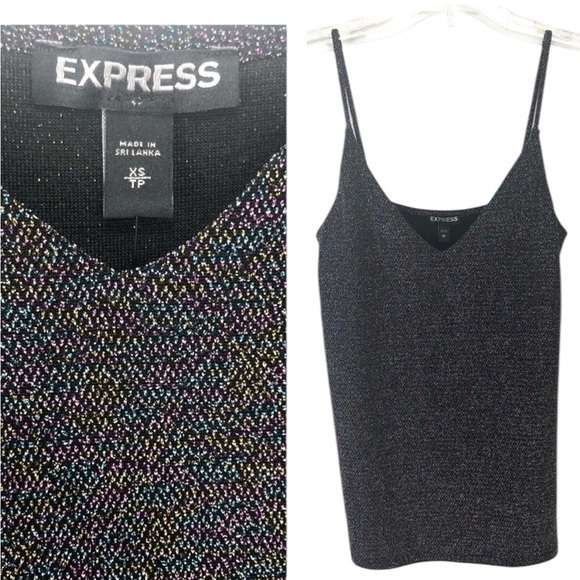 Express Multi Color Shimmer Twilight Sparkle Y2K V Neck Tank – SZ XS Camisole - Picture 1 of 13